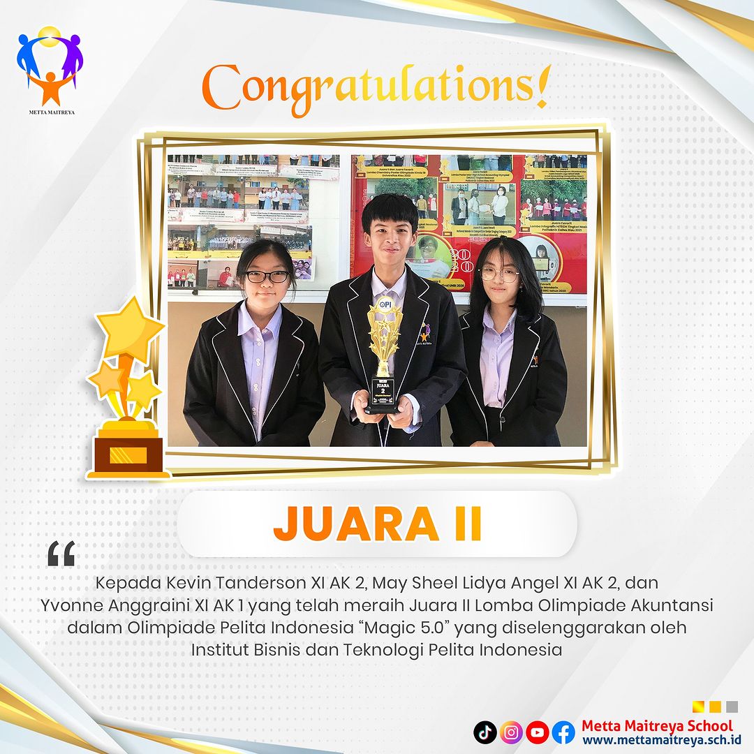 Prestasi Peserta Didik dalam Lomba Olimpiade Akuntansi dalam Olimpiade Pelita Indonesia " Magic 5.0" | SMK METTA MAITREYA