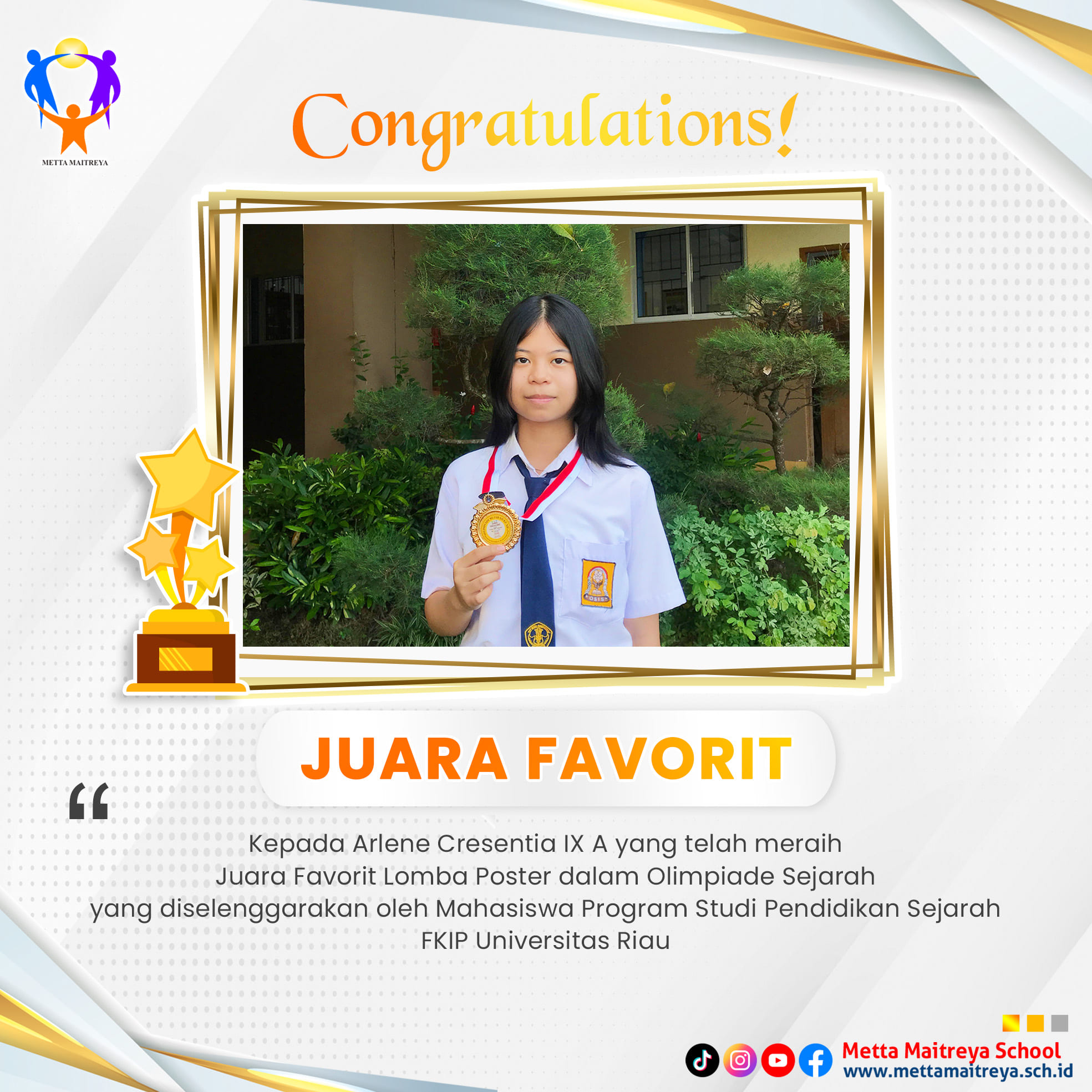 Prestasi Peserta Didik dalam Lomba Poster dalam Olimpiade Sejarah | SMP METTA MAITREYA